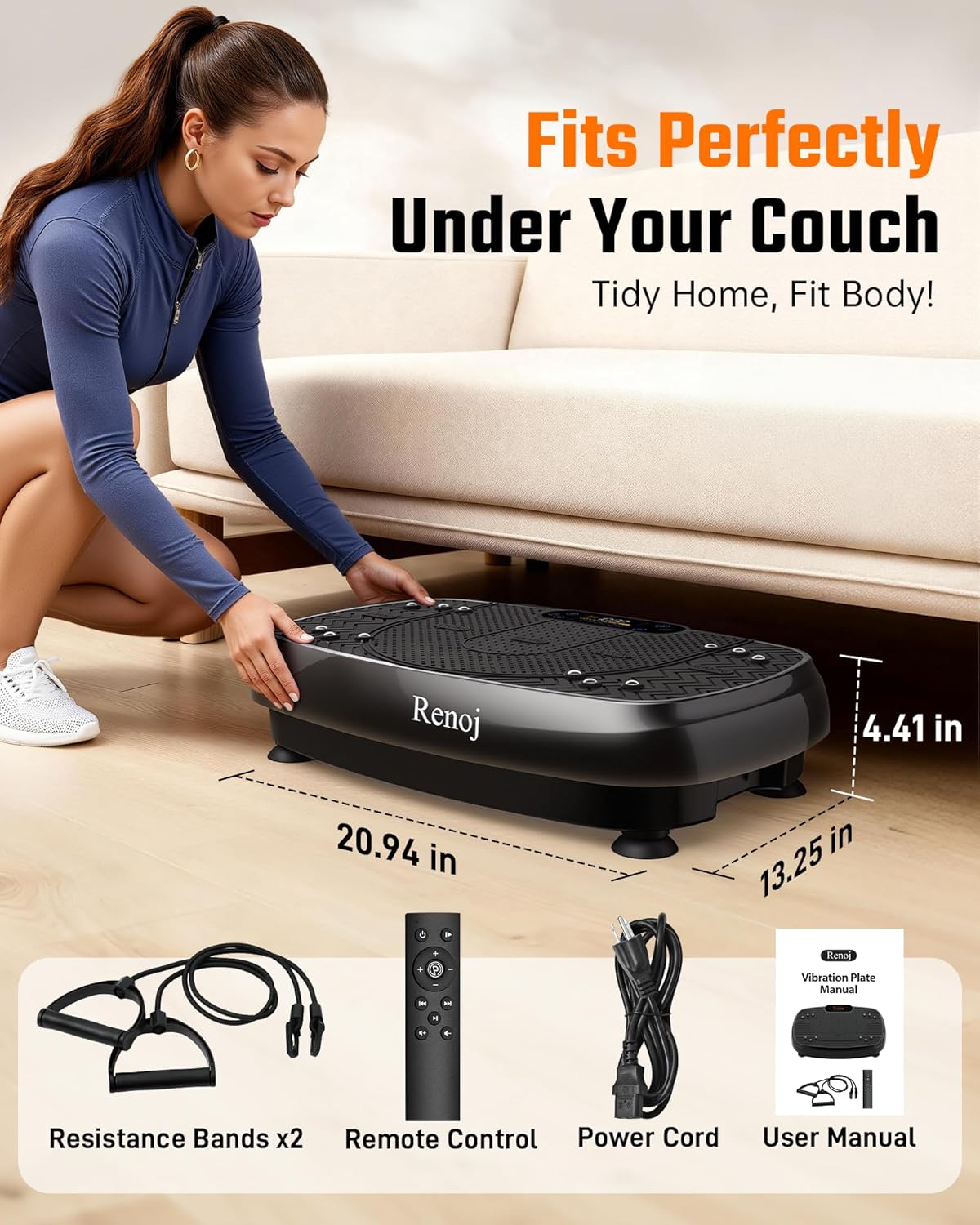 Vibration Plate Exercise Machine - 330lb Full Body Shaker for Weight Loss & Lymphatic Drainage | Home Gym Fitness with Speaker & 2 Bands