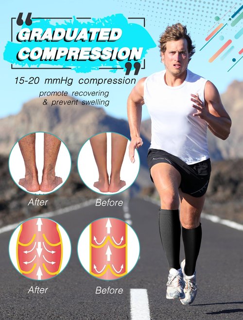 Athbavib 2 Pairs Compression Socks for Women & Men with Zipper 15-20 mmhg, Wide Calf Open Toe Plus Size Compression Socks Men, Knee High Compression Stockings for Flying Nurses Pregnant Women Travel