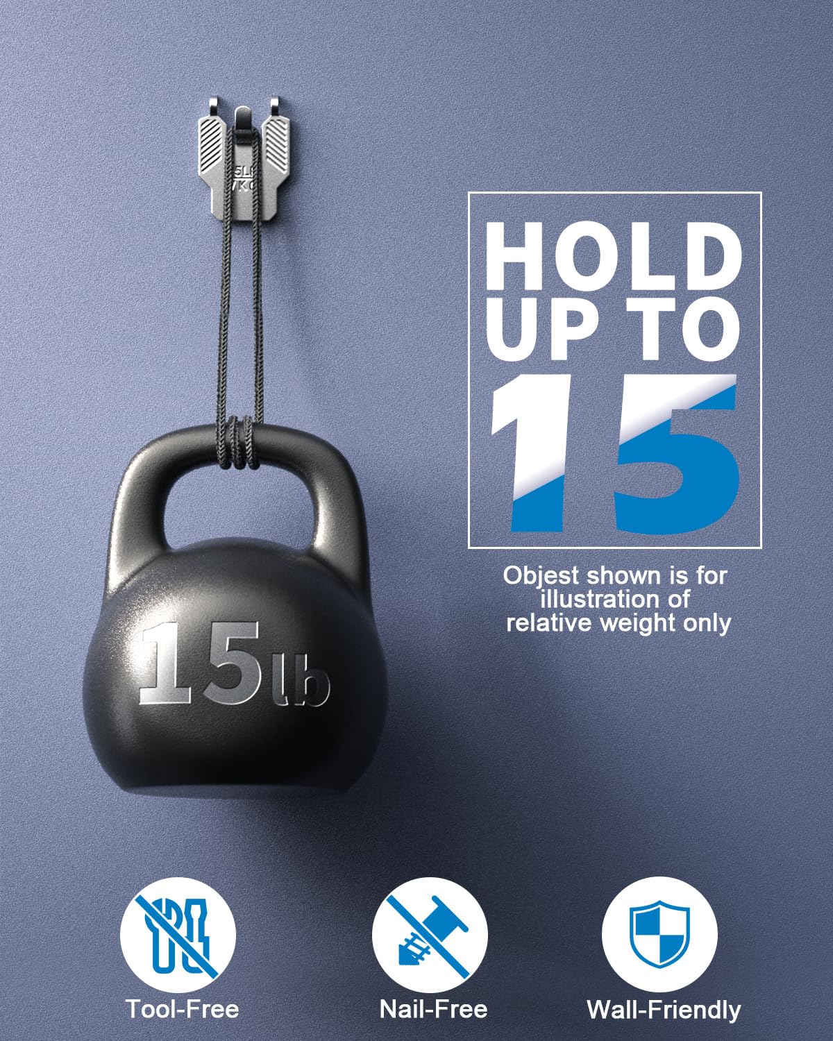 15 lb Drywall Picture Hangers with Claw: 15 Pack Heavy Duty Steel Picture Hanging Hooks - No Damage Sawtooth D-Ring Wire Kit Hanger for Room Office Decor Wall Art Mirror Photo Poster Frame