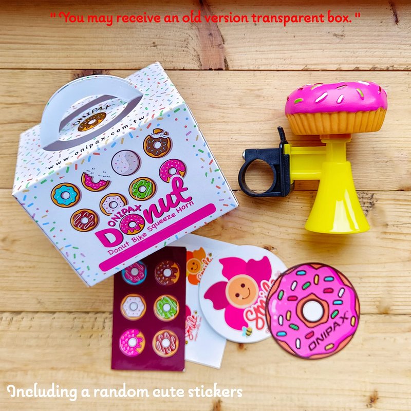ONIPAX Donut Bike Squeeze Horn, Soft Rubber Handlebar Mount Cute Bicycle Honk for Kids, Boys, Girls and Toddlers, Pink & Brown