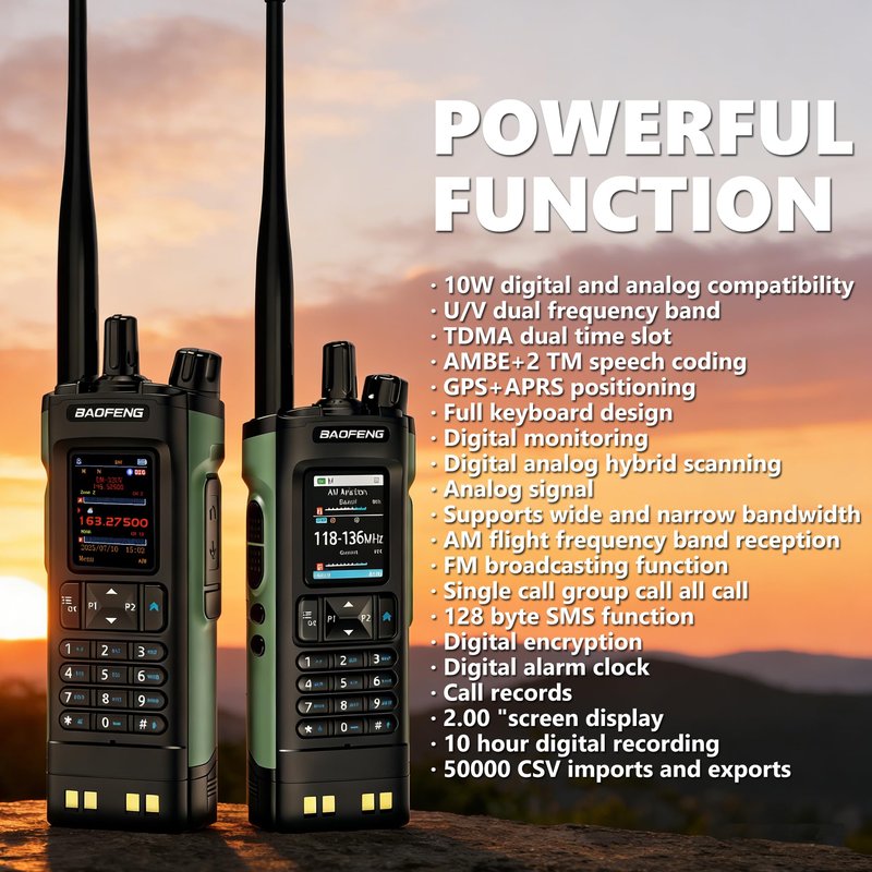 BAOFENG DM-32UV 10W DMR Radio | GPS, APRS, NOAA Weather | Adult Ham Radio Kit for Emergency Prep & Outdoor Adventures | Tactical Antenna, MOLLE Bag, Comms Card,Programming Cable & Type-C Charger (1)