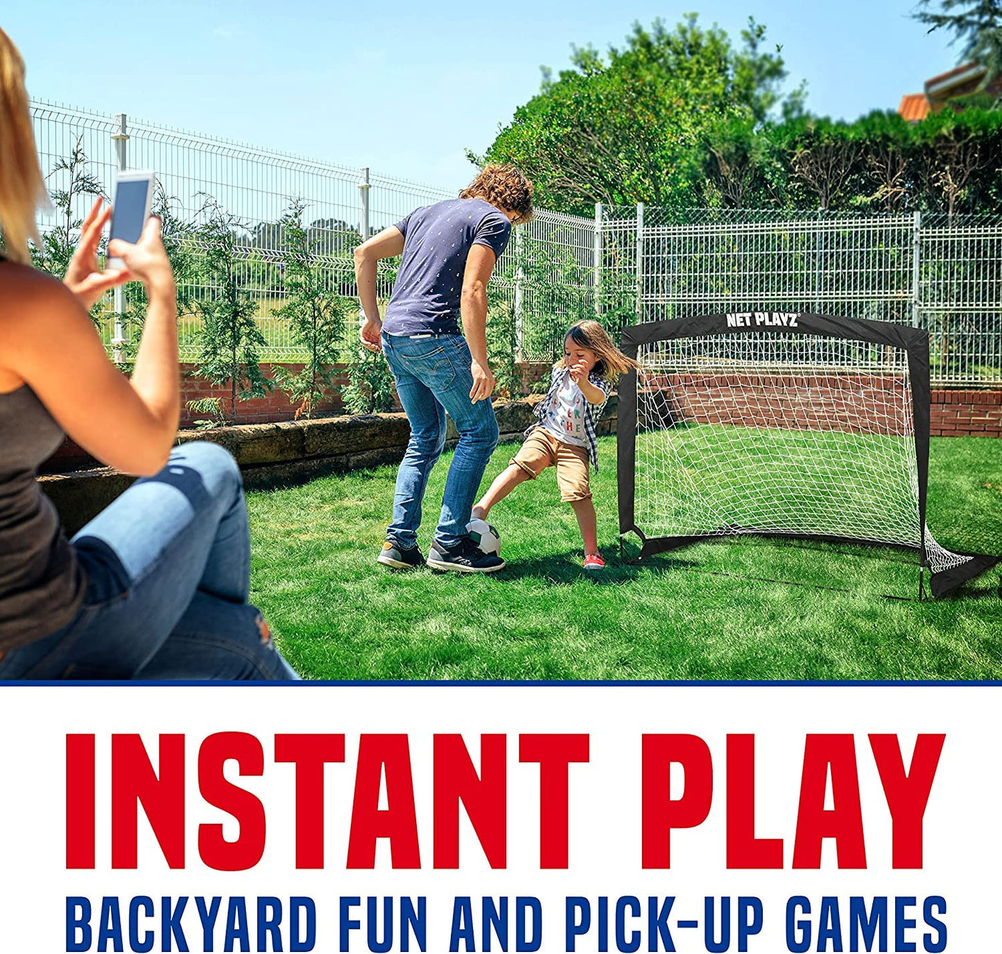 NET PLAYZ Soccer Goals Soccer Net - Kids Pop-up Football Goals for Backyard Practice & Training, Portable 4' x 3', Black (NOS27440A01)