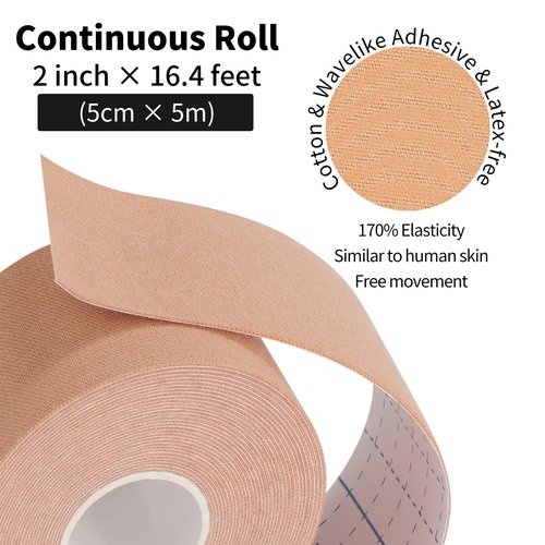 Kinesiology Tape 4 Rolls K Sports Tape for Knee Support and Muscle Pain Relief, Uncut Physio Tape Elastic Therapeutic Designed for Athletes Injury Recovery (Beige)