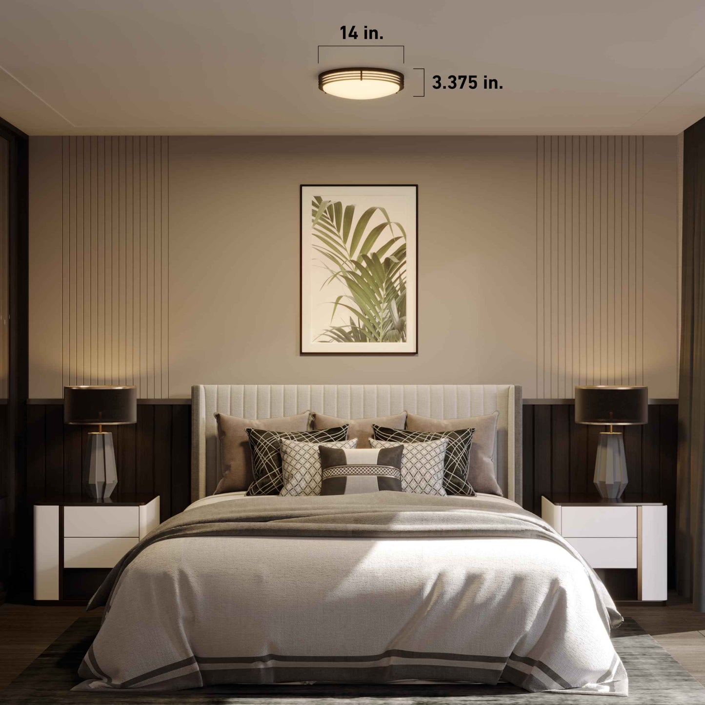 Good Earth Lighting Majestic 14-in LED Ceiling Fixture, 1700 Lumens, Dimmable, Matte Black