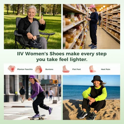 IIV Women's Walking Shoes - Arch Support Athletic Sneakers for Plantar Fasciitis | Comfortable All-Day Wear, Sizes US 5.5-11