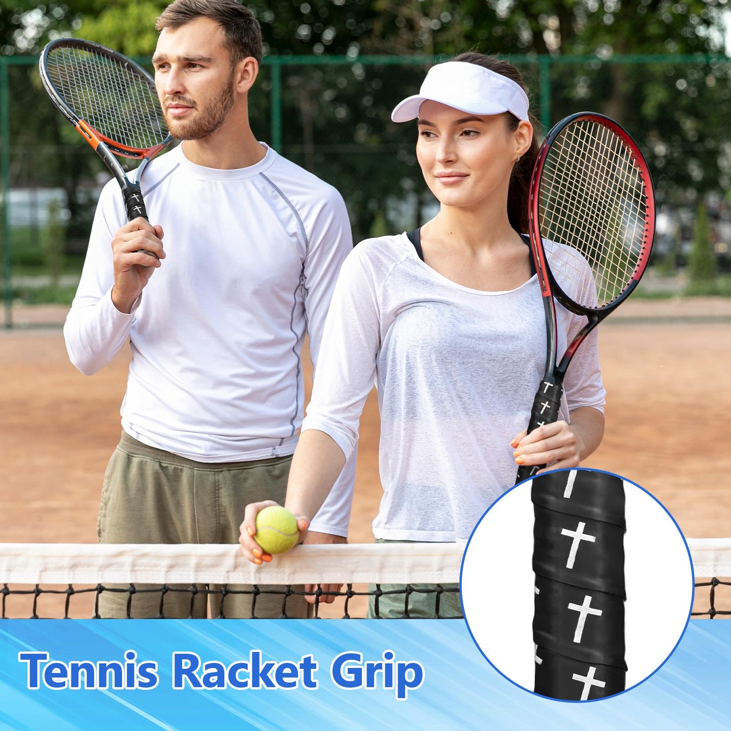 Eyourlife 6pcs Tennis Racket Grip Tape PU Overgrip for Anti-Slip & Shock Absorption Athletic Tape for Bat Training Sessions Matches Badminton & Pickball Player
