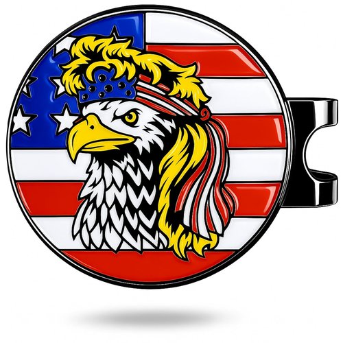 Bald Eagle Bandana Golf Ball Marker and Hat Clip - American Flag Bald Eagle Golf Ball Markers and Hat Clip - Magnetic Novelty America Golf Ball Marker Hat Clip - USA Golf Ball Markers and Hat Clip