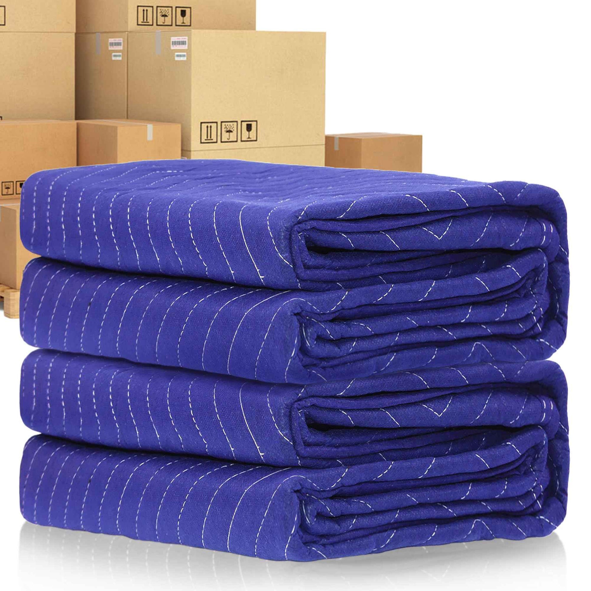 2 Pcs Moving Blankets, 40 x 72 inches Heavy Duty Packing Blankets for Protecting Furniture Professional Quilted Shipping Furniture Pads, Padded Mover Blankets (Blue)