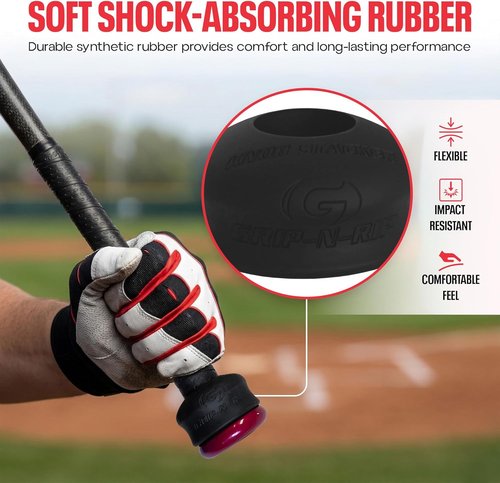 Grip-N-Rip Knob Stacker Choke-Up Ring | Custom Fit for Baseball/Softball Bats - Reduces Bat Sting