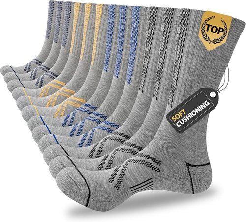 JOYNÉE Men's Athletic Crew Socks - Cushioned Comfort with Arch Support | 12 Pairs for Sports & Running