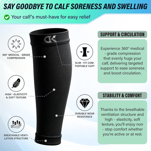 CHARMKING Calf Compression Sleeves - 15-20 mmHg Support for Running & Cycling | 3 Pairs for Men & Women