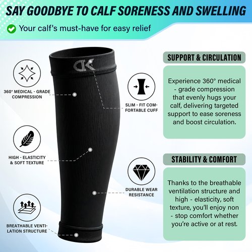 CHARMKING Calf Compression Sleeve for Women & Men Circulation (3 Pairs) 15-20 mmHg - Best Athletic for Running, Cycling, Support - Boost Performance (S/M, Beige)
