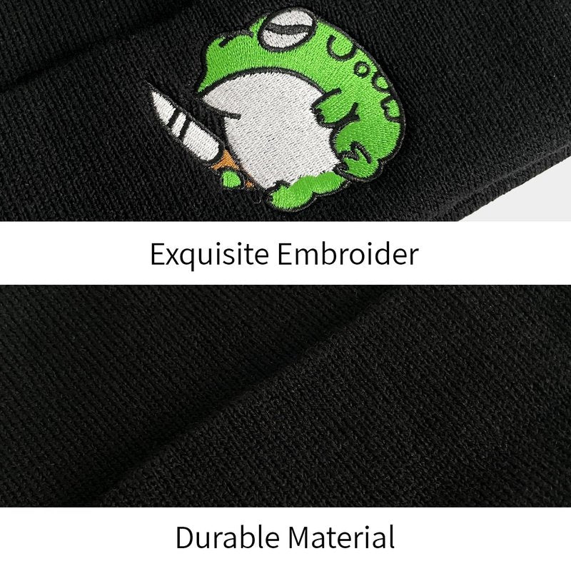 UYDOXCU Funny Cool Beanies Cute Gothic Knit Hat for Men and Women (Frog)