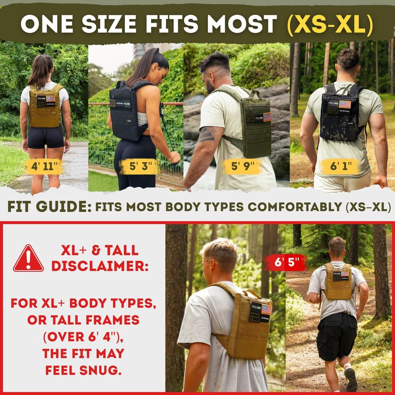 Polyfit Rucking Backpack 2.0 - Weighted Ruck Pack for Weight Plates - Patent Pending Side-Loading Rucksack for Walking, Running, Rucking, Strength and Endurance Training - Black