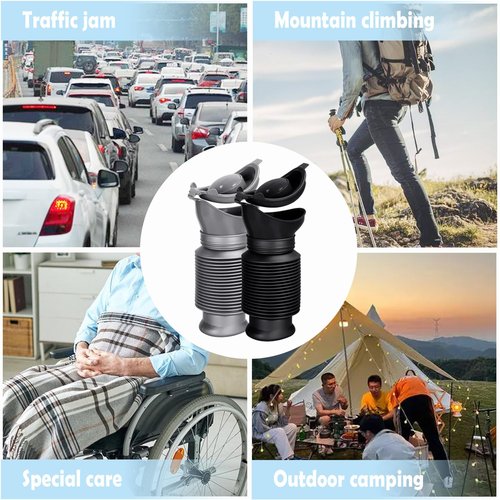 RH ONFOOT Portable Urinal for Men,Collapsible Pee Bottles for Men and Women,750 ml,A Set of 2 Car Urine Bottles,with Disposable Bags,Storage Bags,Suitable for Outdoor Camping,Tourism,Traffic Jams