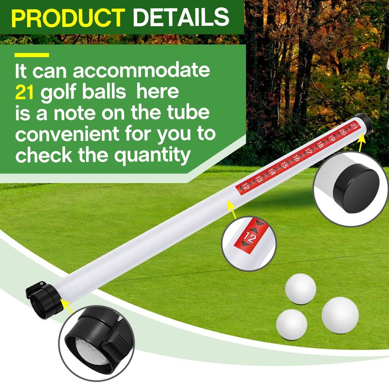 Deekin 2 Pieces Golf Ball Retriever Plastic Clear Picker Upper Tube Golf Ball Shagger Grabber Collector, Professional Pickup Tool Device for Men Women, 35.4 Inch (Black)