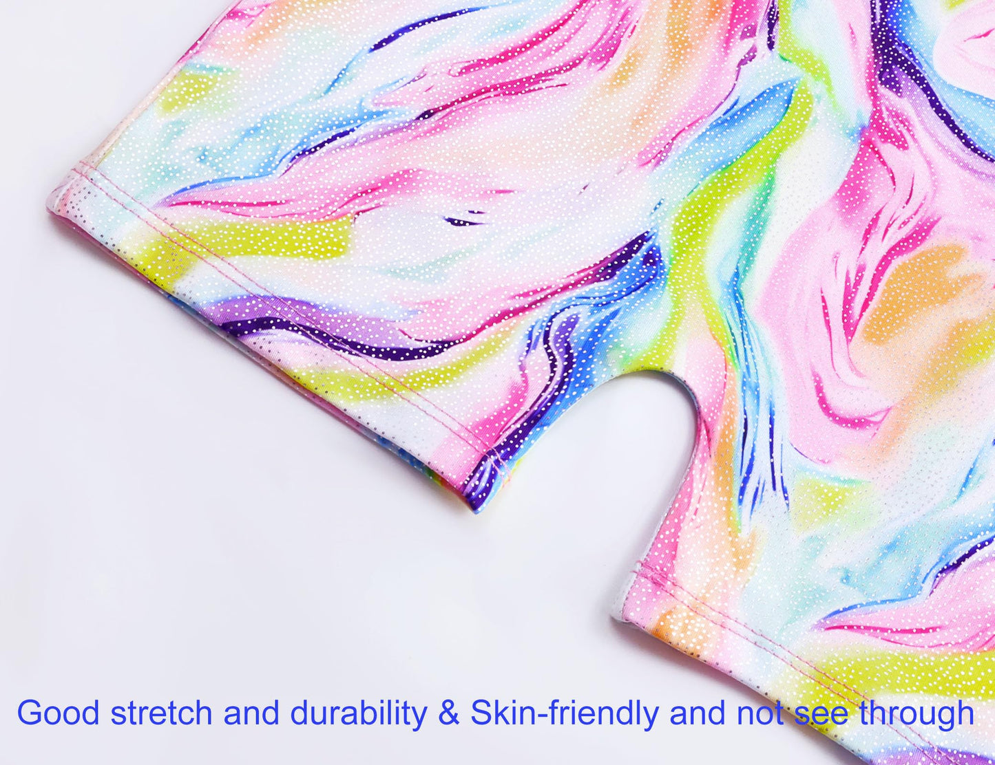 Domusgo Girls Leotards for Gymnastics Size 5-6 Years Old Sparkly Multicolor Tie Dye One Piece Biketards