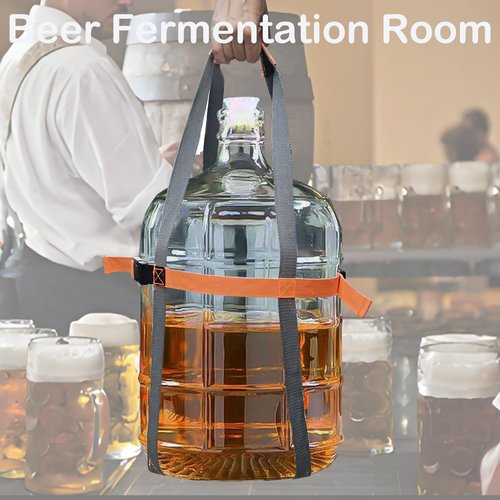 Storbuffs 5 Gallon Glass Fermenting Carboy Easy-Carry Straps, Glass Bottle Protector, Adjustable and Strong for Easy, Safe, Secure Lifting, Moving jug Bottle, Fit 3 to 7 gal, Gray, Cotton, No Carboy