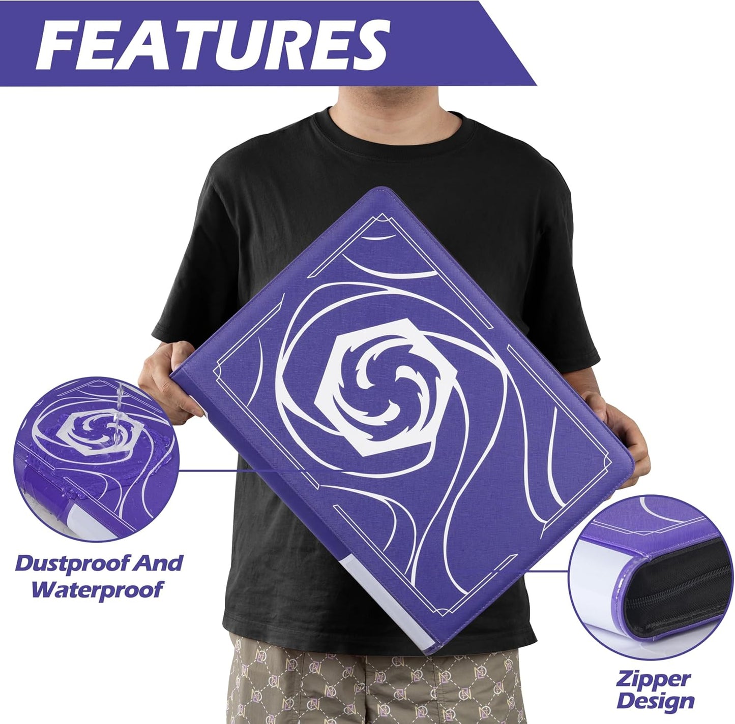 Skiennix Premium 16 Pocket Trading Card Album - Binder for 1024 Lorcana Cards, Tokens & Rules - Classic Purple