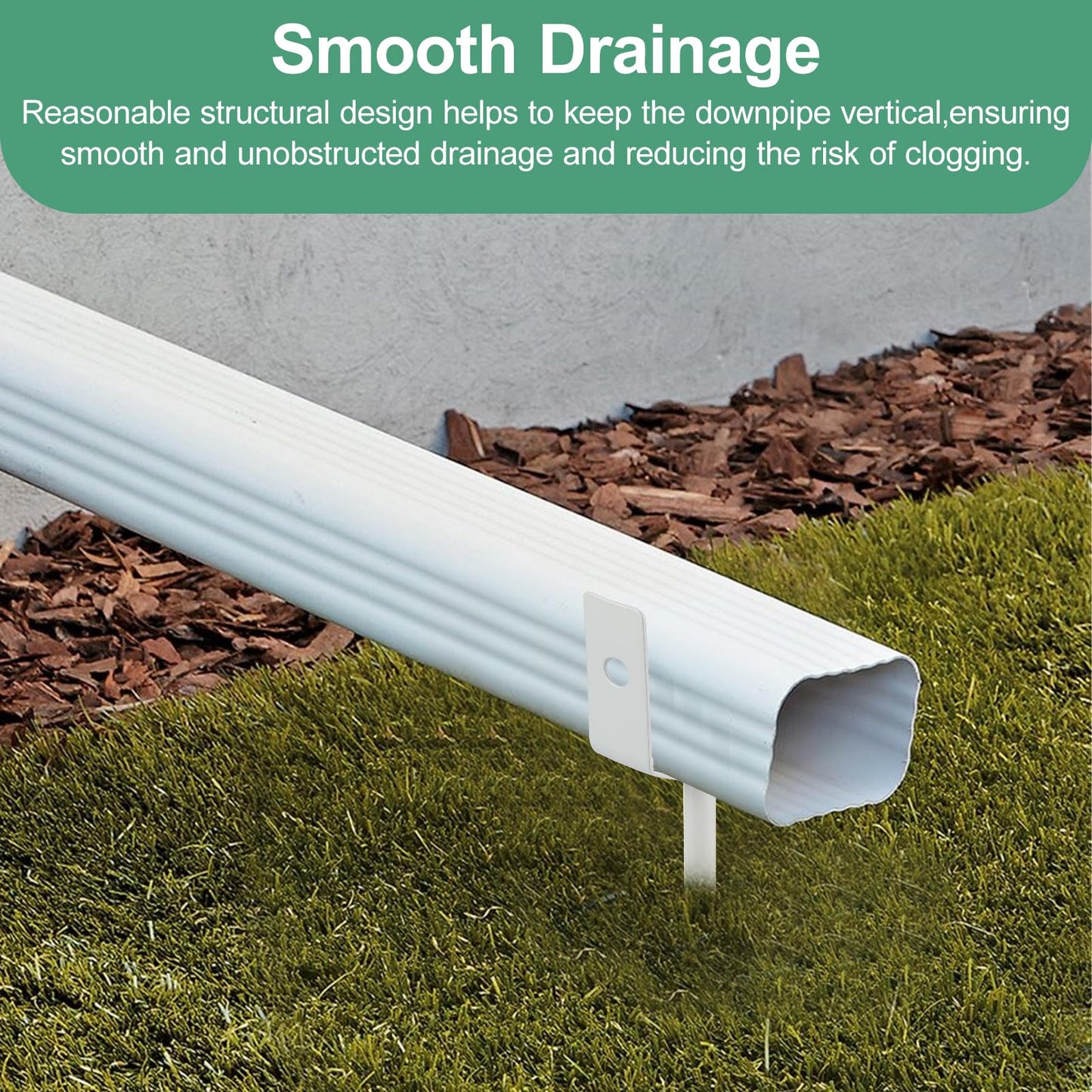 Downspout Bracket white - Adjustable size, heavy-duty galvanized iron with environmentally friendly coating, rust-resistant anchors for pipe support, easy to install (white, 2-piece set)