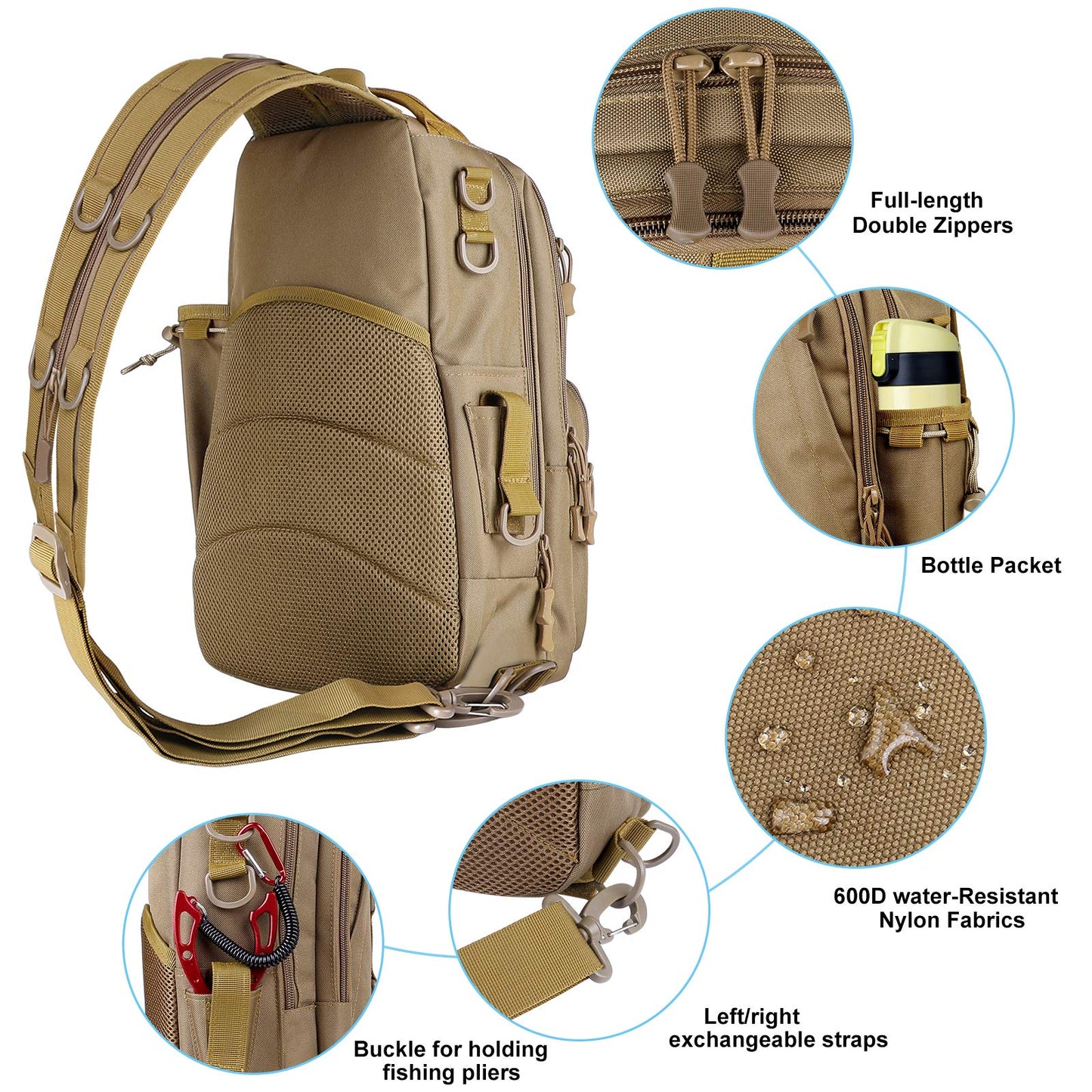 PLUSINNO Fishing Backpack Tackle Bag, Water-Resistant Backpack with Rod Holder, Ideal Gifts for Men