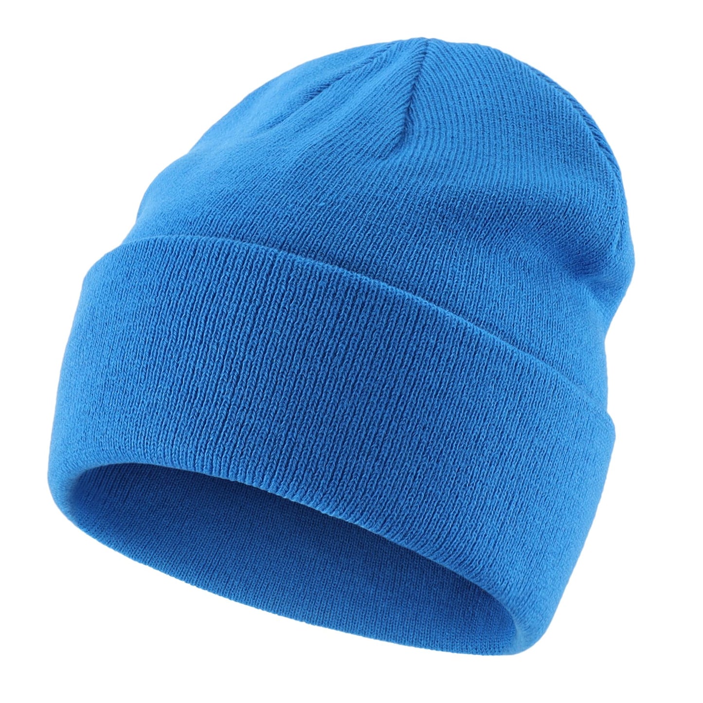 Home Prefer Mens Beanies Cuffed Knitted Winter Hat Watch Skull Cap Warm Beanie Hat for Men Women Unisex Gifts (US, Alpha, One Size, Bright Blue)