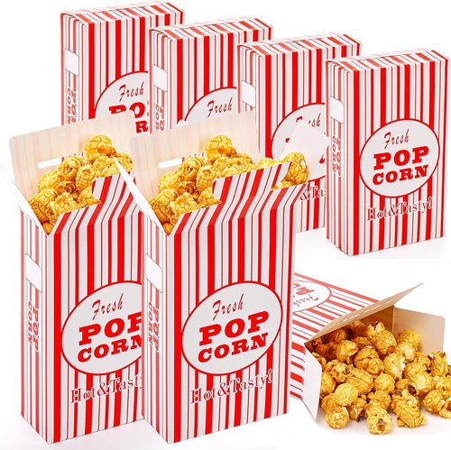 Bekith 100-Pack Paper Popcorn Boxes - Close-Top Containers for Movie Nights & Parties