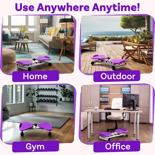 Waist Twister Machine Exercise with 5 Resistance Bands, Ab Twister Board for Weight Loss, Waist Twister with 300lbs Capacity, Noiseless and Anti-Slip - Home Gym Equipment for Women(Purple)