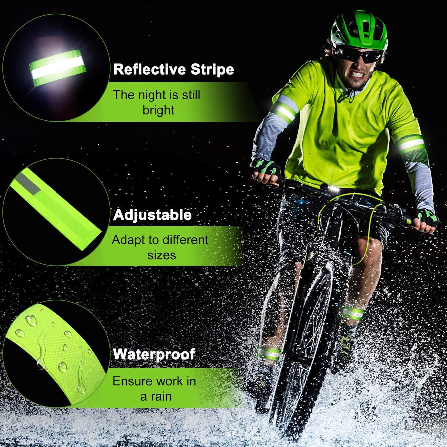Skiennix Reflective Bands - 8-Piece High Visibility Running Gear for Night Safety | Arm, Wrist, Ankle, Leg