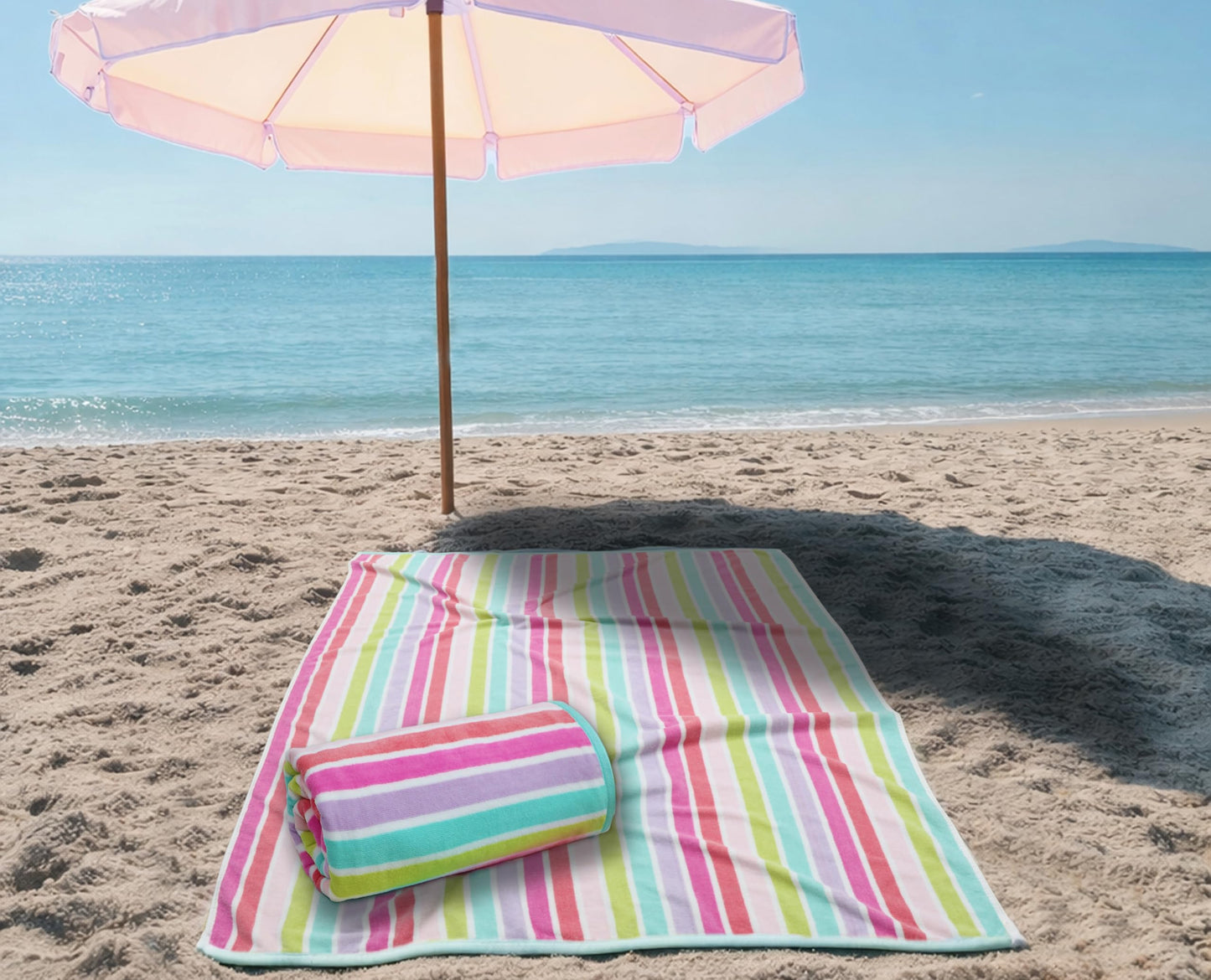 COTTON CRAFT Hooded Beach Towel – Oversized 39 x 68 Towel with Hood for Adults - 100% Cotton Velour Dobby Terry 450 GSM Pool Bath Wrap - Soft Absorbent Quick Dry – Pink Multi