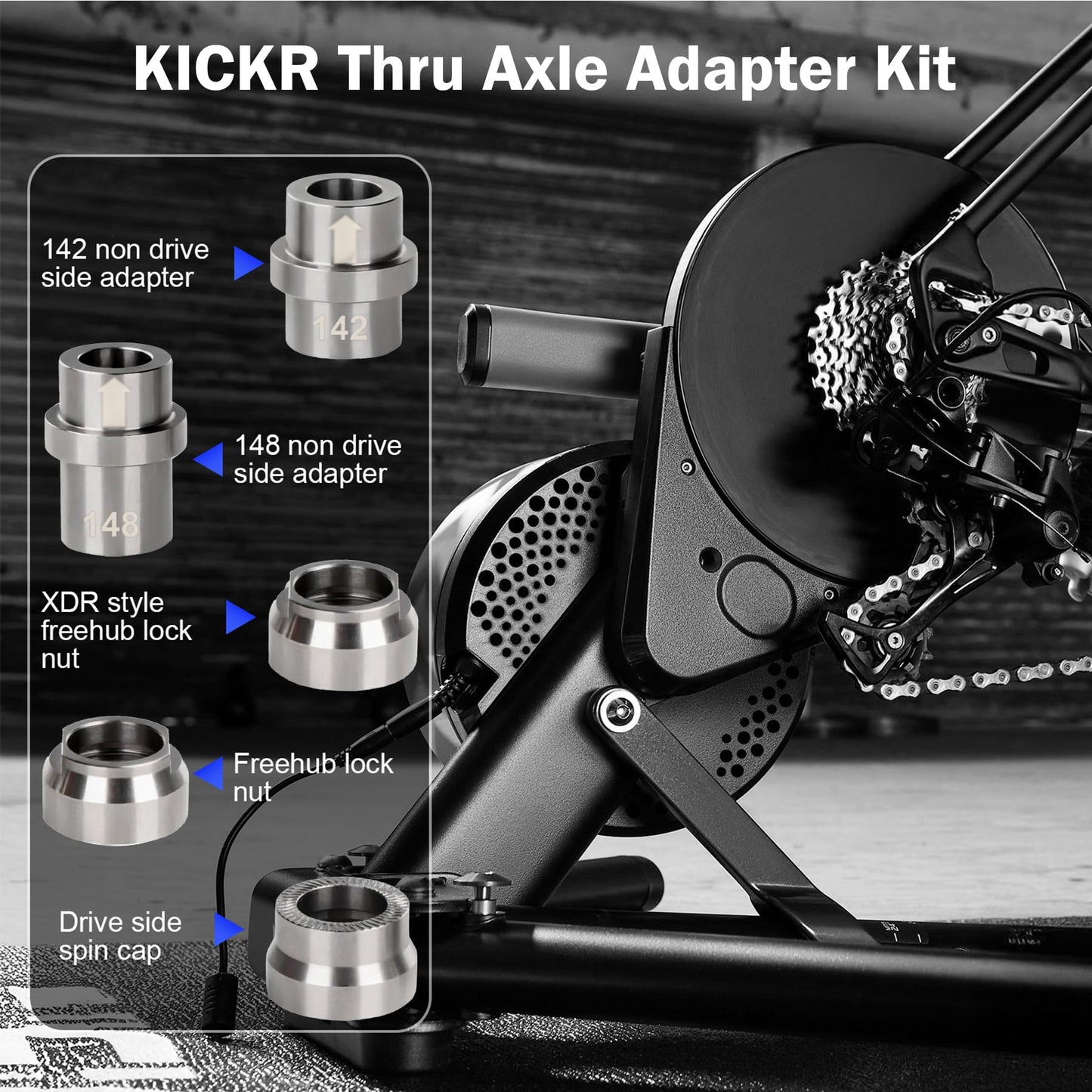showingo KICKR Thru Axle Adapter Kit, Compatible with Wahoo KICKR CORE and KICKR V4 and Newer Models