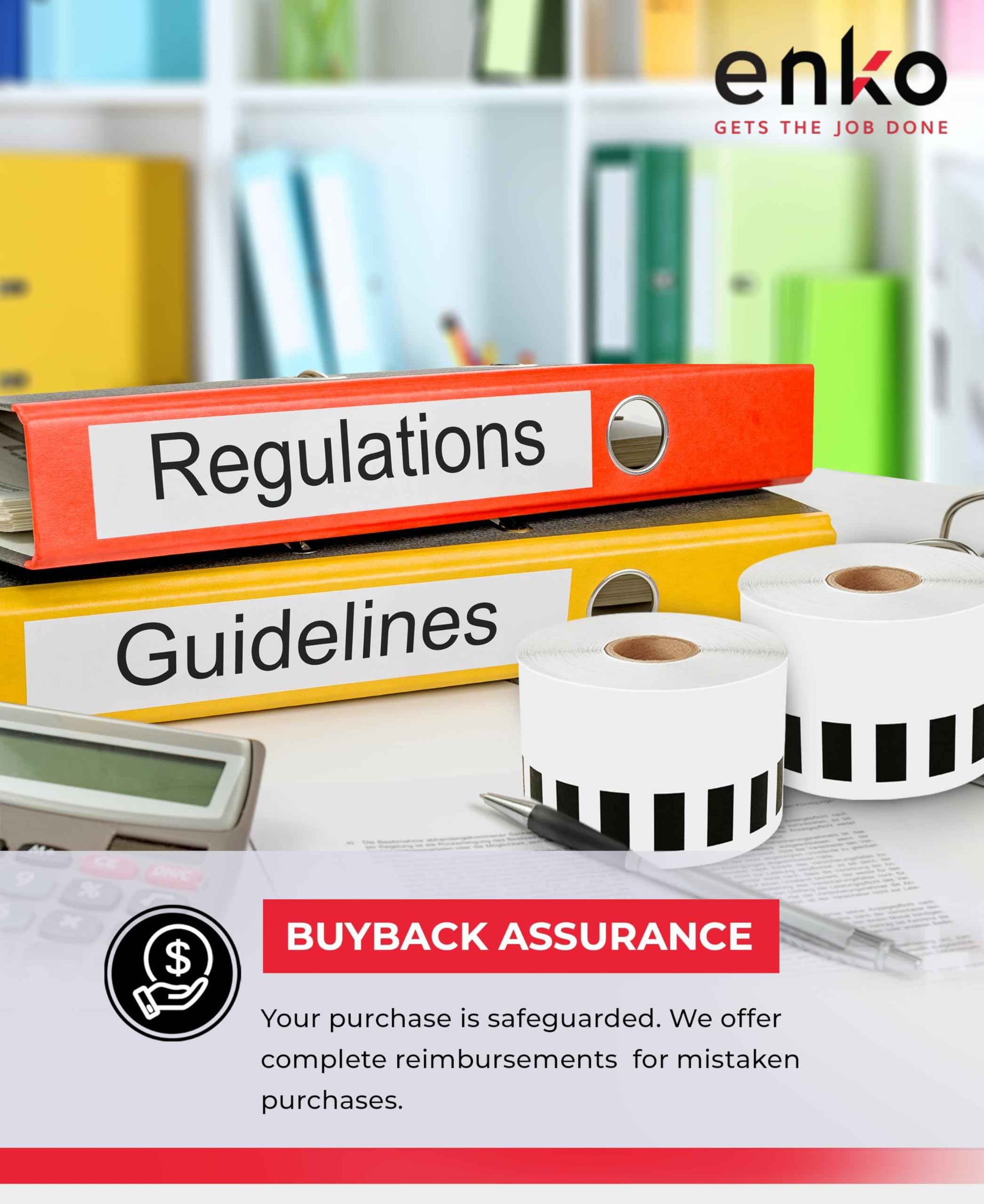 enKo - Compatible DK-2205 Continuous Adhesive Thermal Labels (2.4 Inch x 100 Feet) Compatible Labels for Brother Label Printer QL-820NWB QL-800 QL-810W - [12 Rolls, No Cartridge Frames]