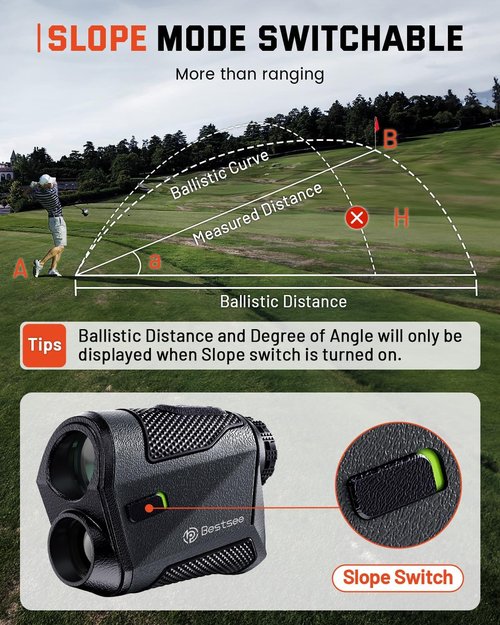 Bestsee Golf Rangefinder - High-Precision 1500 Yards Laser Range Finder with Slope | 7X Magnification & USB-C Rechargeable