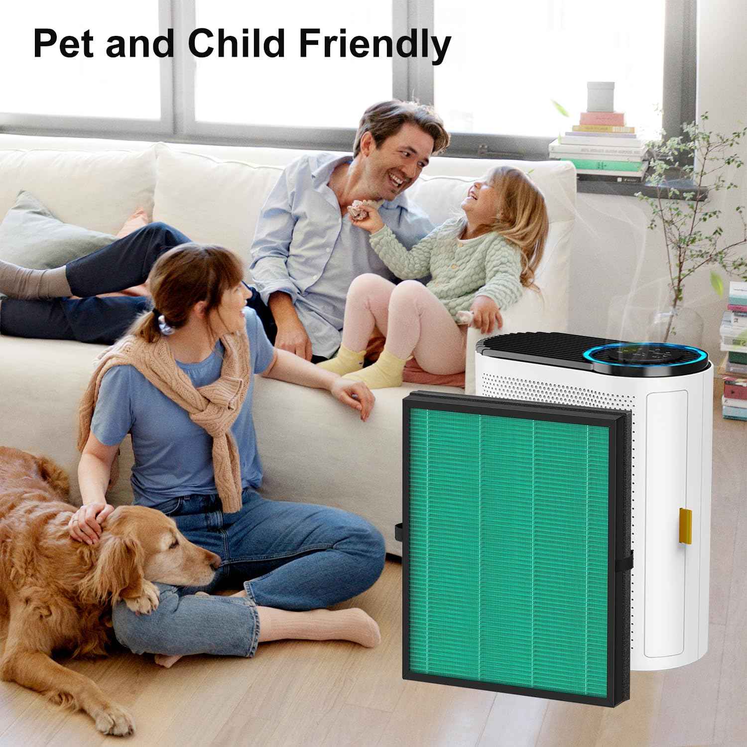 Jusfoouo 2-Pack MK04 Air Filter Replacement, Compatible with MK04 MG04JH Air Purifier Models, 4-in-1 H13 True HEPA Filter for Pet Dander, Dust, Pollen, and Hair – Pet Dander Version