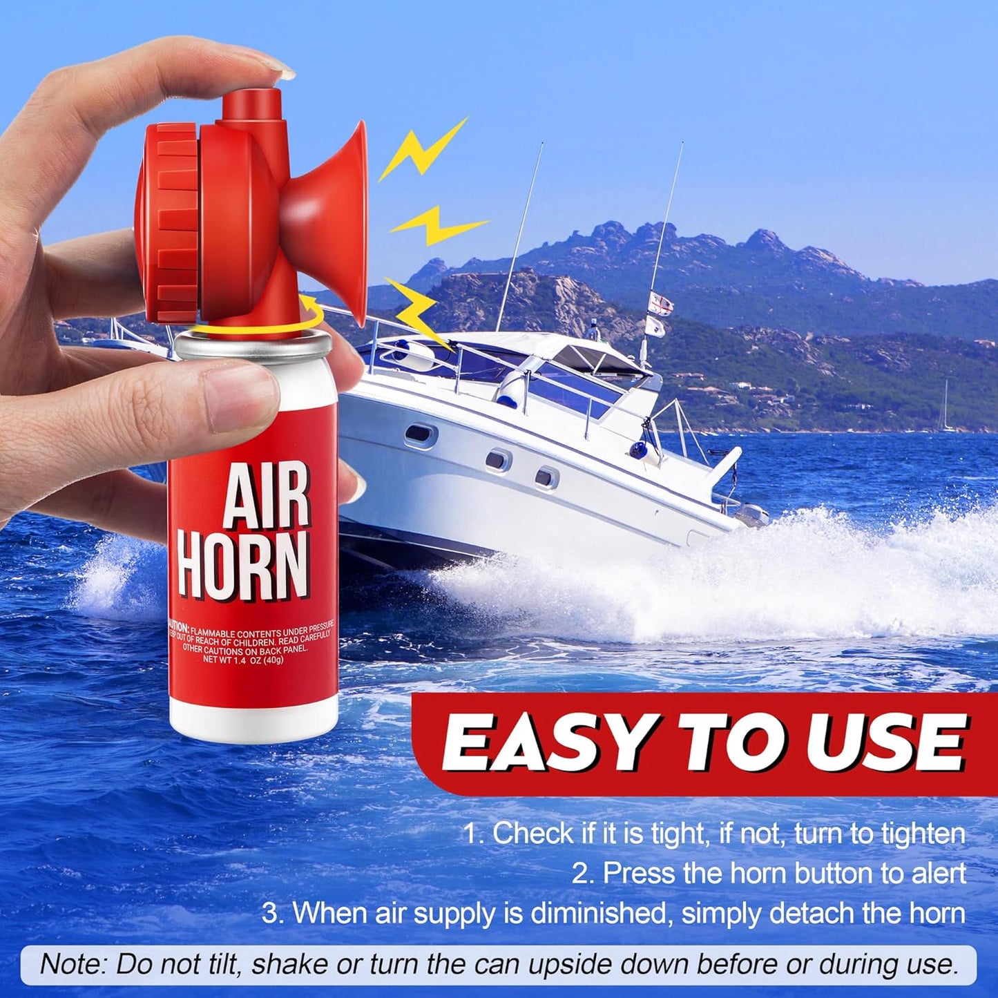 Saillong Marine Air Horn - 1.4oz Loud Safety Horn for Boats & Sporting Events | Emergency Use