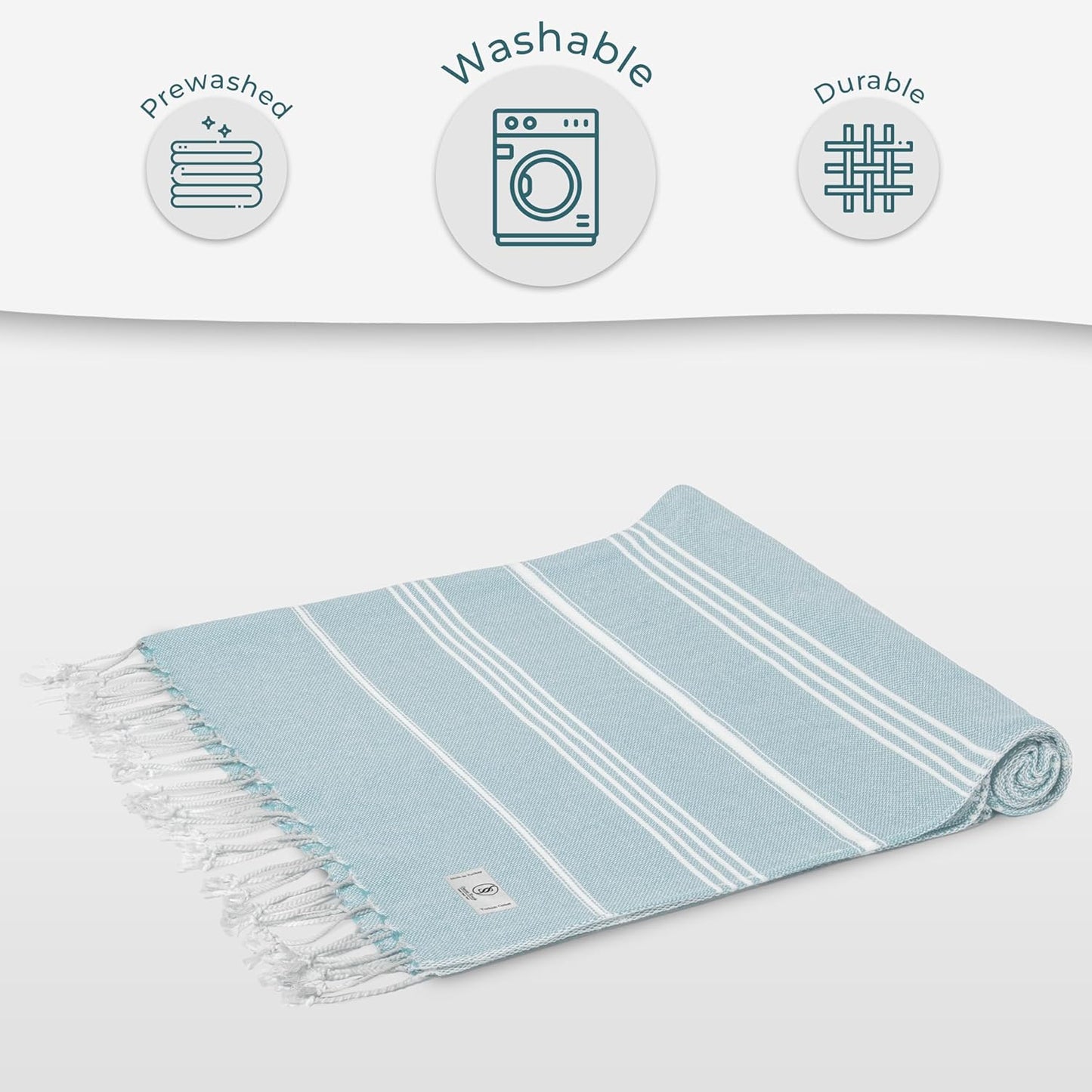 Ossano Turkish Beach Towel - Quick Dry & Absorbent Oversized (39" x 71") | Versatile Travel Blanket in Baby Blue