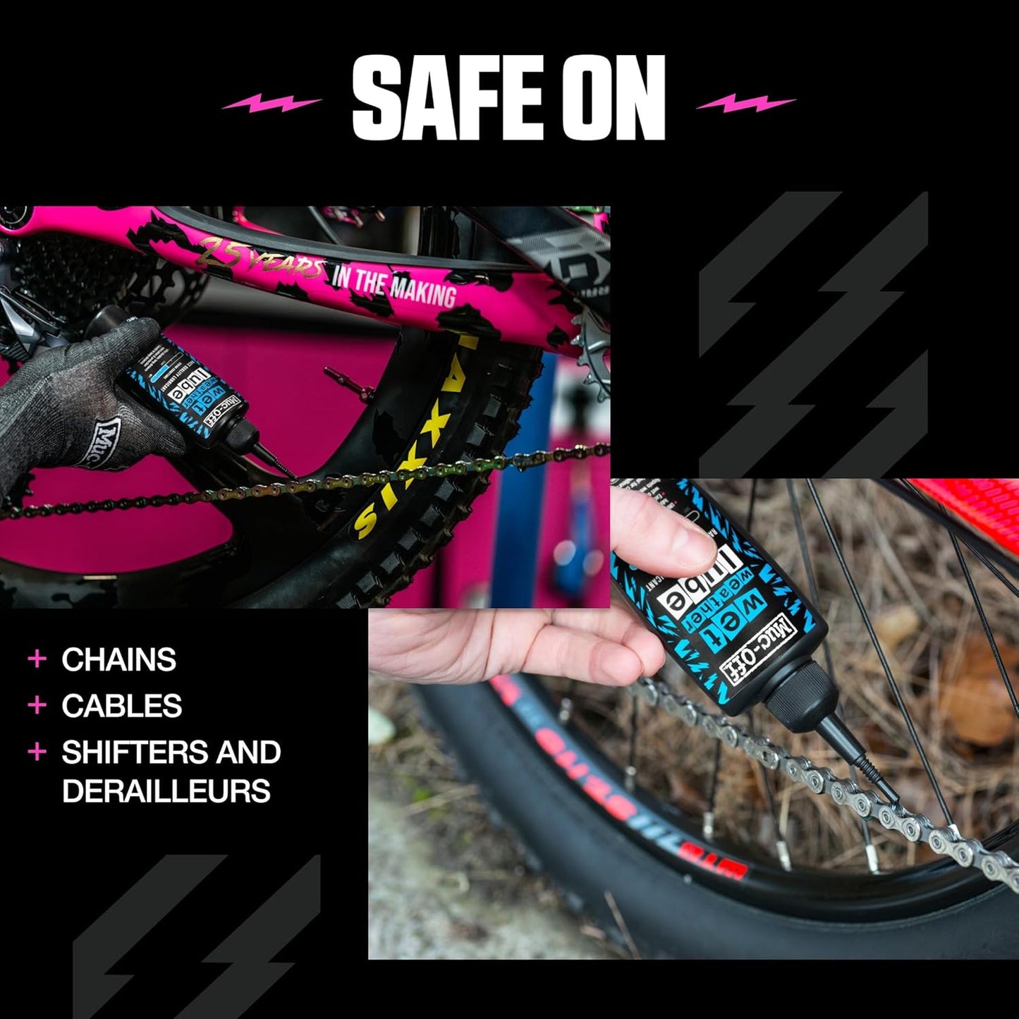 Muc-Off Chain Wet Lube 120ml - Biodegradable Bicycle Lubricant | Reduces Friction & Extends Chain Life | Wax-Based Formula for MTB & Road Bikes