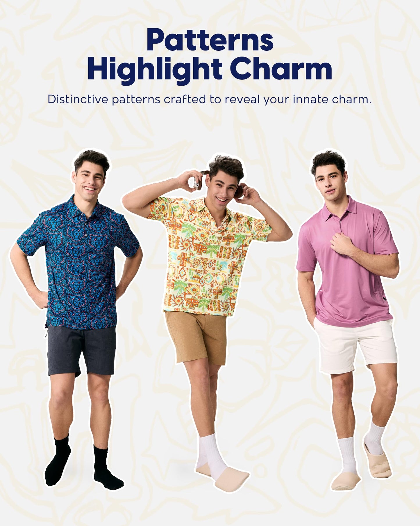 maamgic Men's Short Sleeve Golf Polo Shirts UV Protection Casual Shirts Dry Fit Breathable 4-Way Stretch Collared Shirt Sunny Folk - Beige