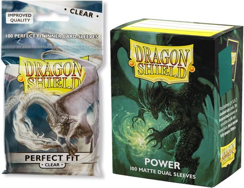 Dragon Shield | Premium Double Sleeve Combo - Perfect Fit & Power Matte 2X 100 CT for TCGs | Compatible with Pokémon, One Piece & Magic The Gathering