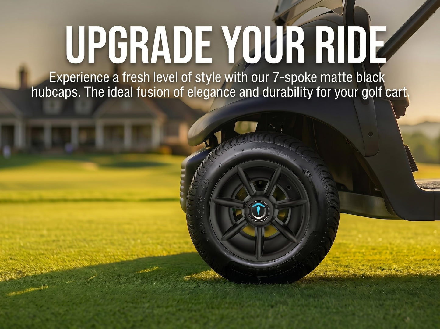TakeLook Golf Cart Wheel Covers 10 Inch, Improved 7 Spoke Hub Caps for Club Car/E-Z-GO/YA/Star Car/Excar/Icon and Other Most Models Golf Cart, Matte Black, ABS Material
