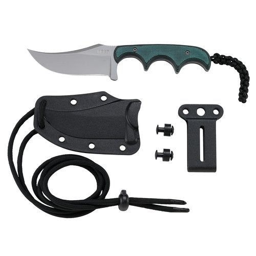 CRKT Minimalist Persian Outdoor Survival Fixed Blade Knife with Sheath: Stainless Steel Plain Edge Blade, Micarta Handle, 2379