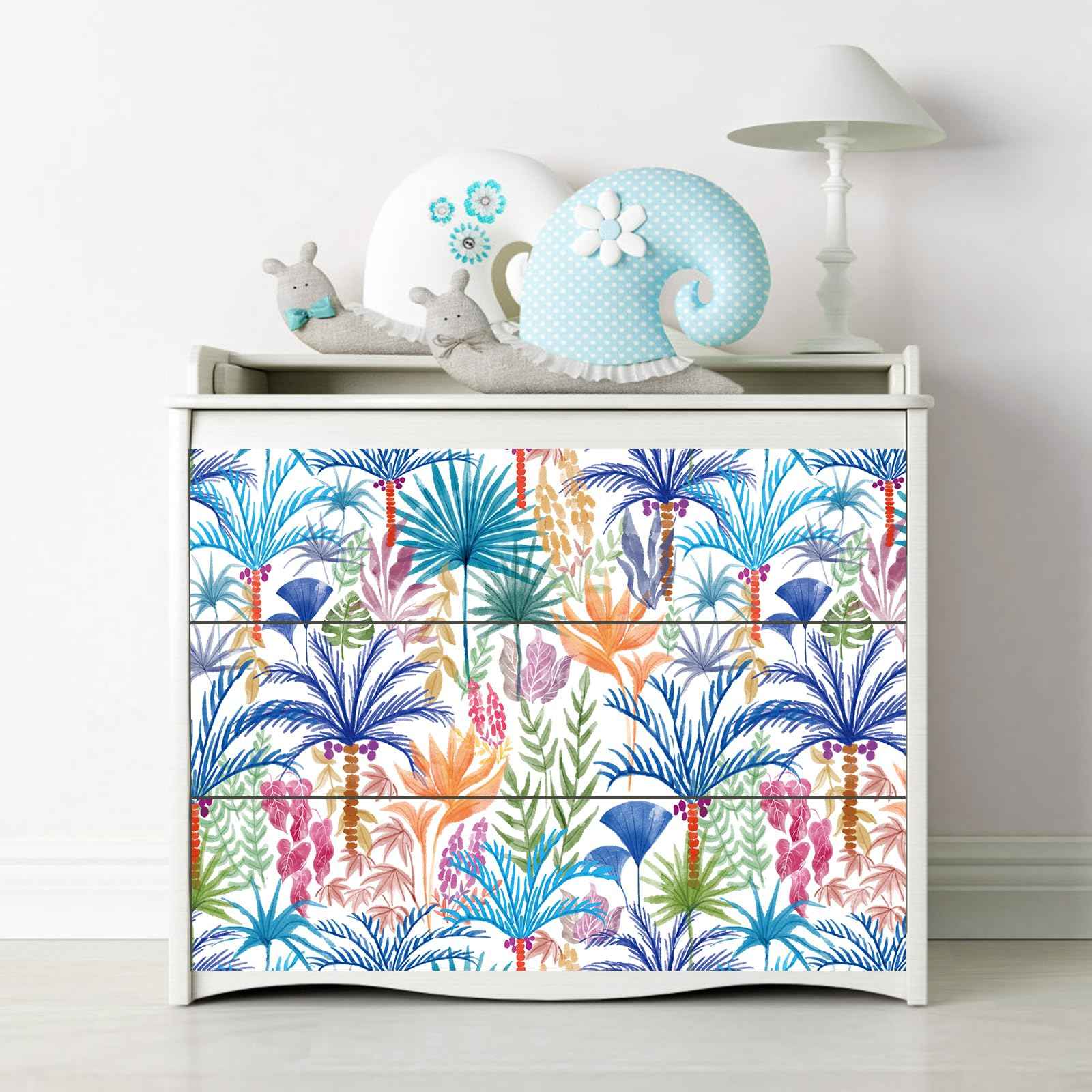 practicalWs Boho Peel and Stick Wallpaper Floral Decorative Wallpaper Beach Tropical Coconut Tree Self Adhesive Wall Paper Vinyl Wrap Roll 17.7" x 118.1"