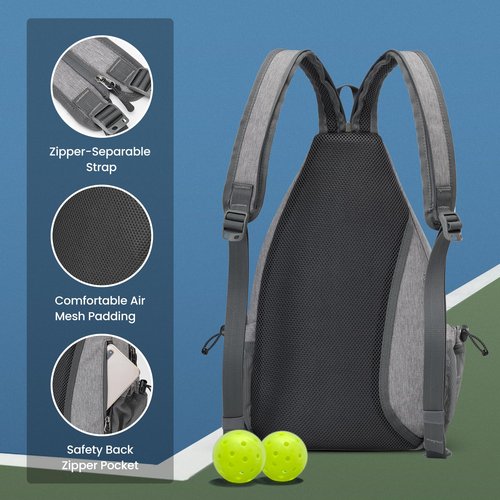 G4Free Pickleball Bag, Men's and Women's Pickleball Backpack, Adjustable Crossbody Sling Bag, Lightweight Ball Paddle Backpack,Light Grey