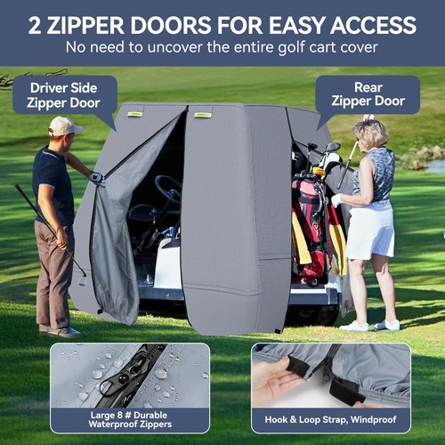Nukugula 800D Waterproof Golf Cart Cover 2/4/6 Passenger, Heavy Duty Solution-Dyed Polyester UPF 50+, Universal Fits for EZ GO Yamaha Club Car