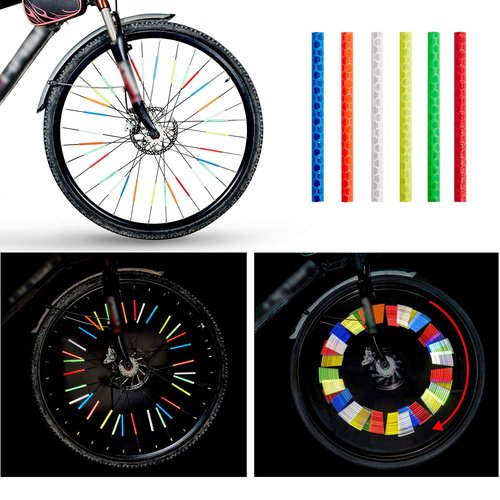 Enmoo Bike Spoke Reflector 6 Sets/72Pcs Bicycle Wheel Spoke Reflector Reflective Mount Clip Tube Warning Strip Waterproof Bicycle Spoke Reflectors