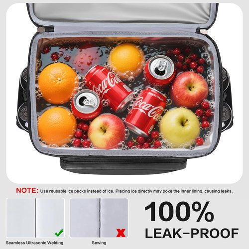 Hulongo Large 52cans Waterproof Insulated Cooler Backpack for Men & Women, Leak Proof Backpack Cooler, Soft, 8Gal (Black)