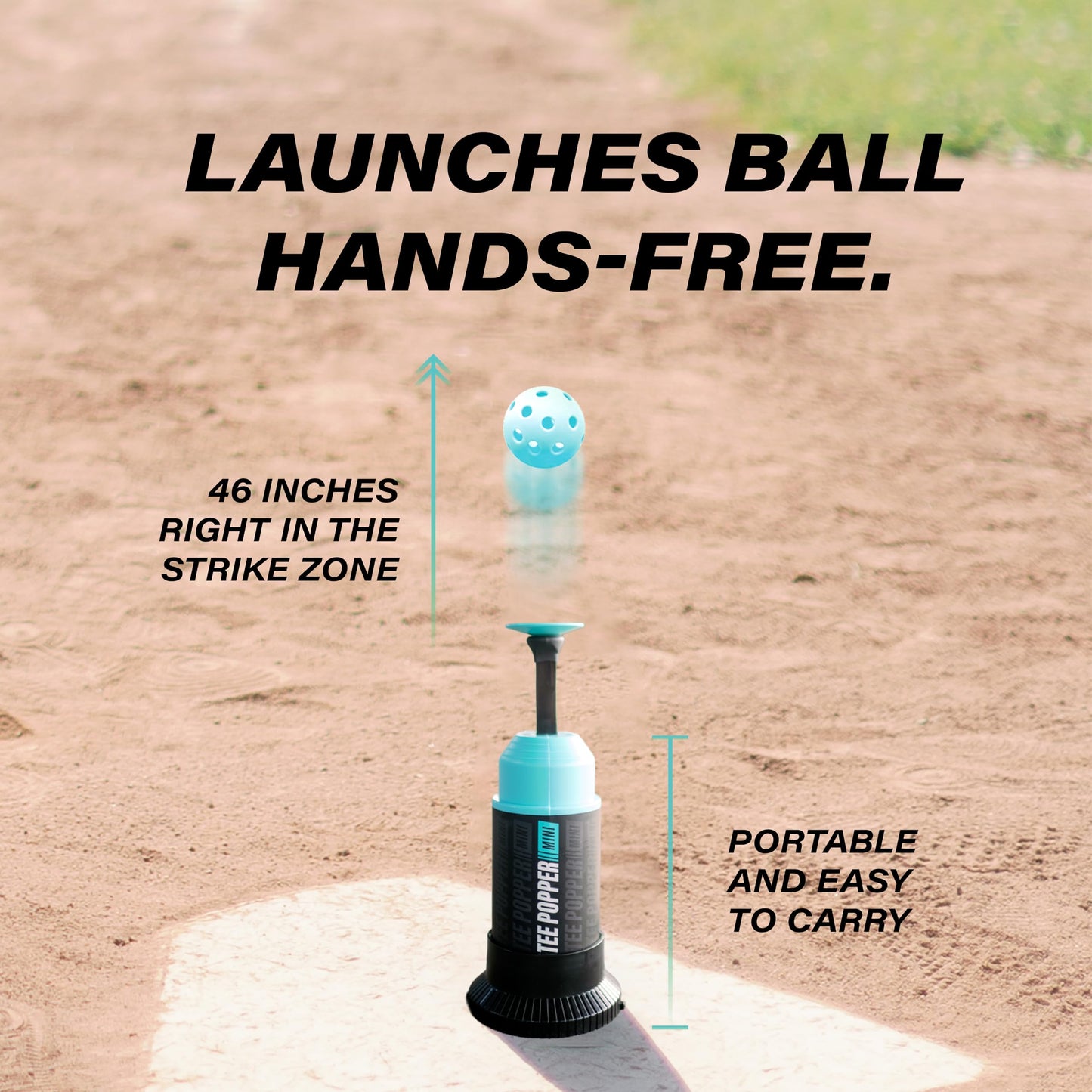Bandit Sports Baseball Training Tee Popper Mini Bundle, Hitting Tee for Perfect Swings, Batting Equiptment for Practicing Hitting Without a Pitcher (Mini Popper Balls 12 Pack Included)