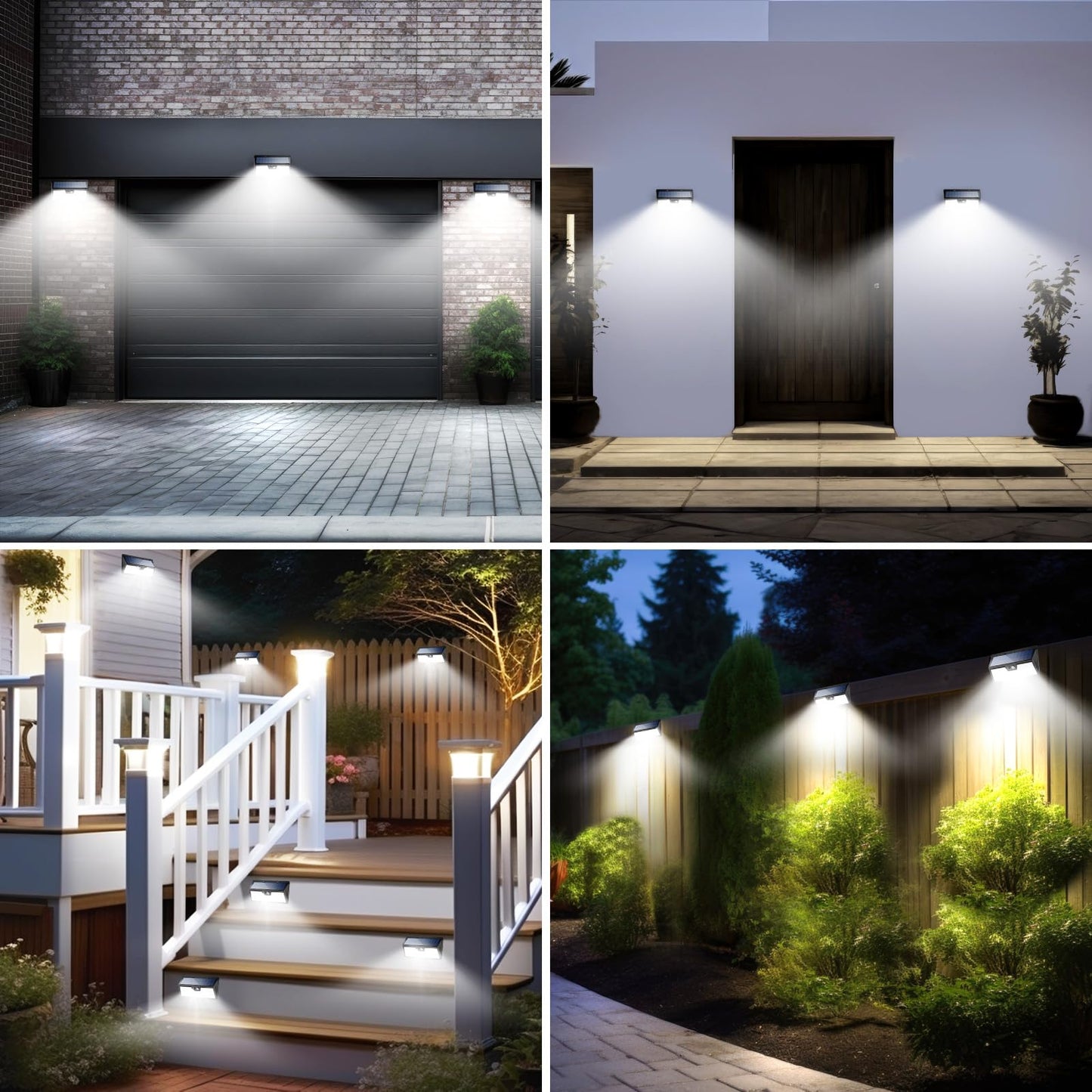 Peasur 318LED Solar Lights Outdoor Motion Sensor, Solar Powered Fence Wall Light IP65 Waterproof, 3 Modes Security Lighting for Outside Deck Yard Patio House Step Stair