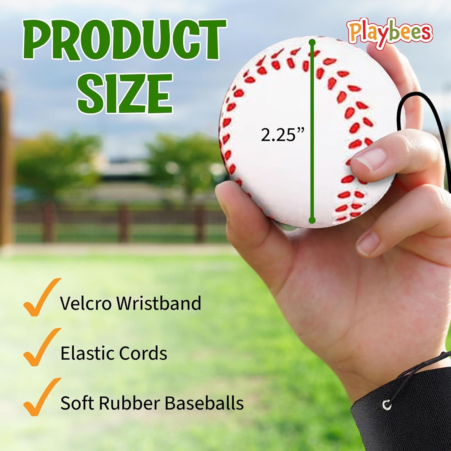 Playbees Reactive Practice Baseballs - Elastic Cord for Training & Outdoor Fun | 6 Pack for Kids