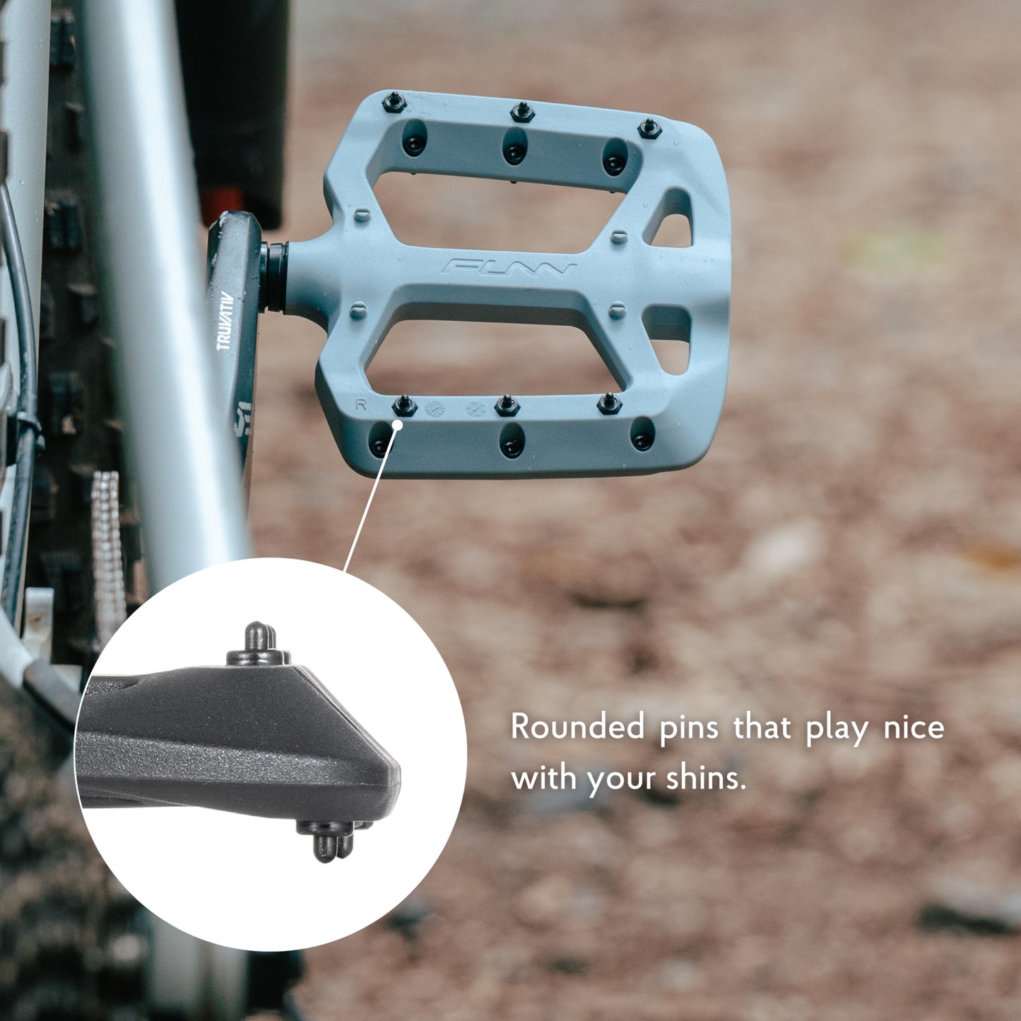 Funn Taipan Glass Fiber Reinforced Thermoplastic Bike Pedals with 9/16-inch CrMo Axles and Shin-Friendly Pins for MTB/BMX/Urban/Gravel Riding (Purple)